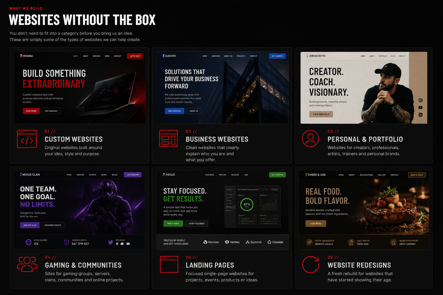 Reaper Forge website concept examples